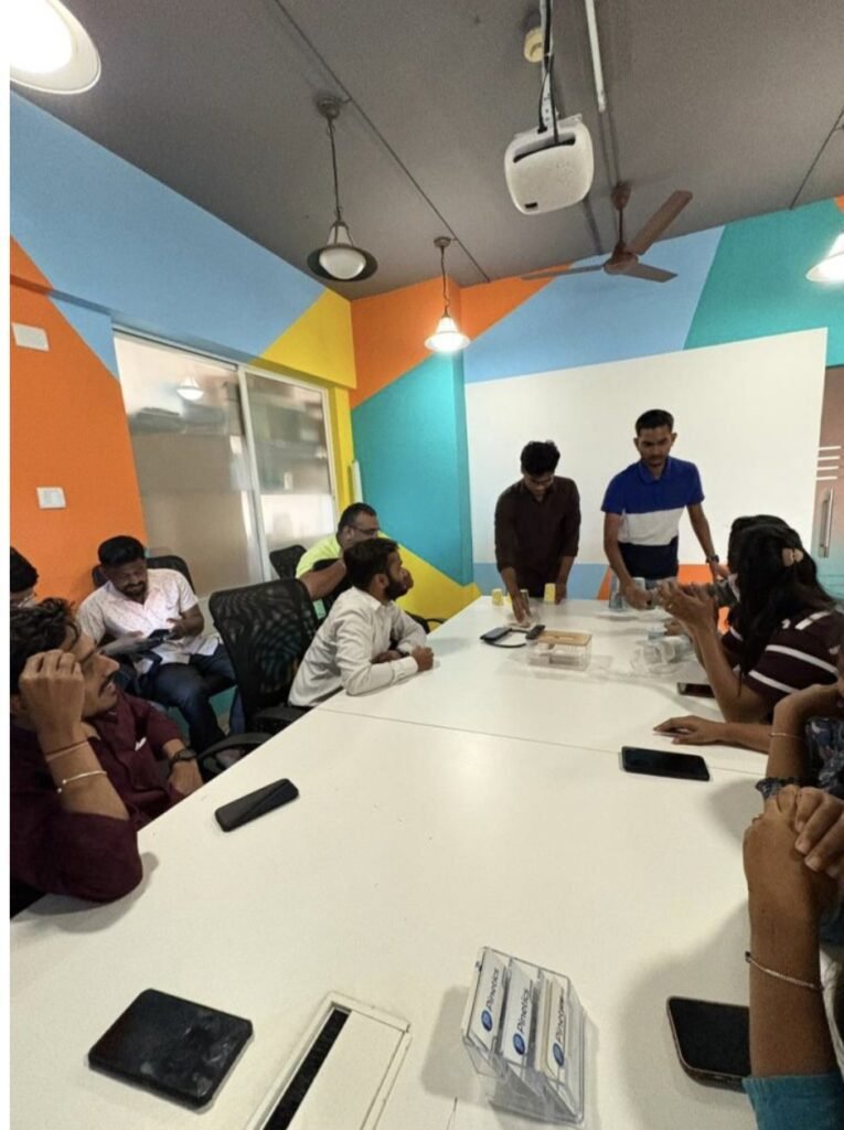 Careers life at pinetics team huddle